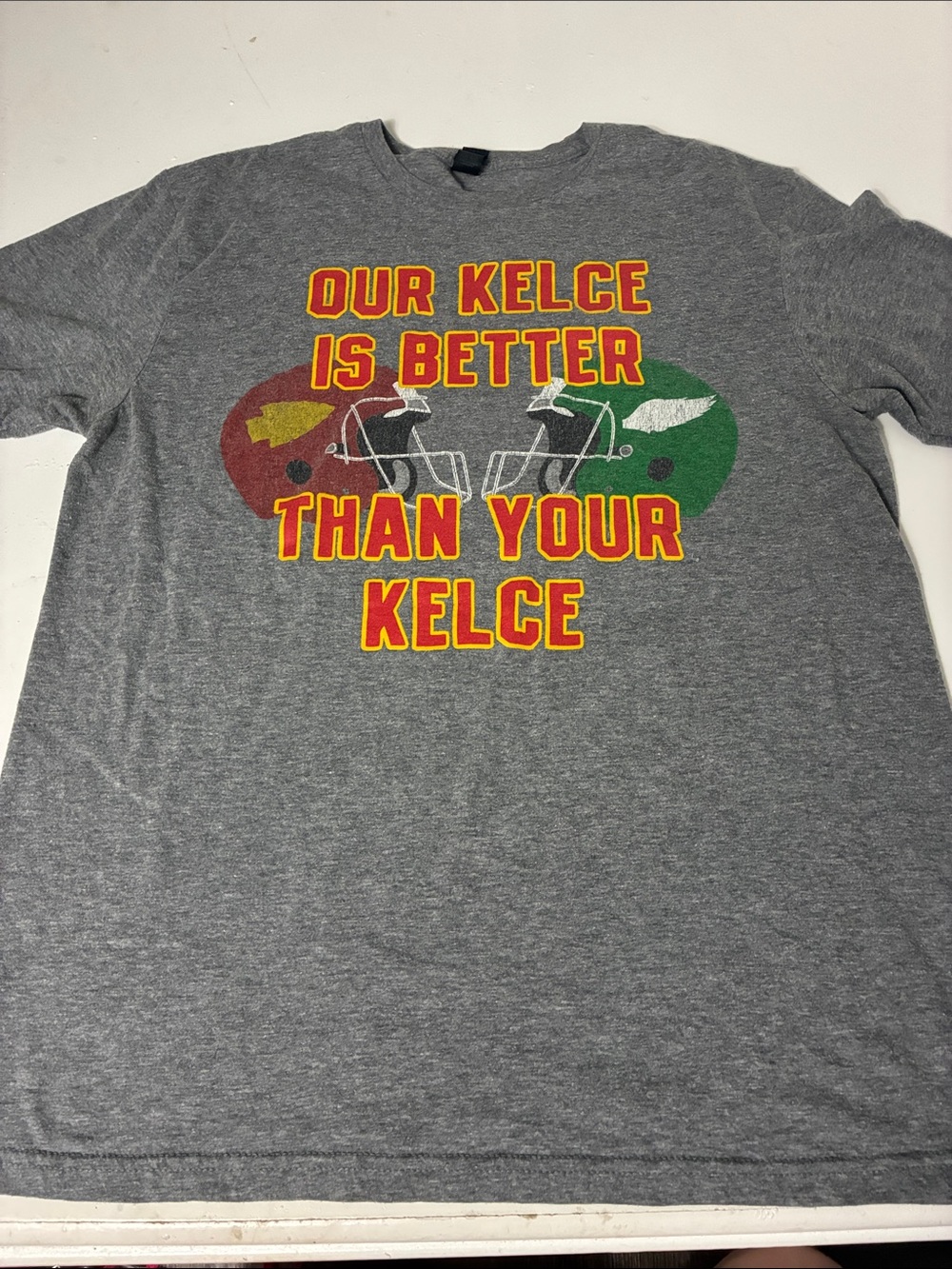 Gildan Large Softsyle Short Sleeve Our Kelce is better Than Yours Chiefs T Shirt